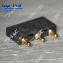 Brass Right Angle Pogo Pin Connector with Spring Loaded, 3 Contacts